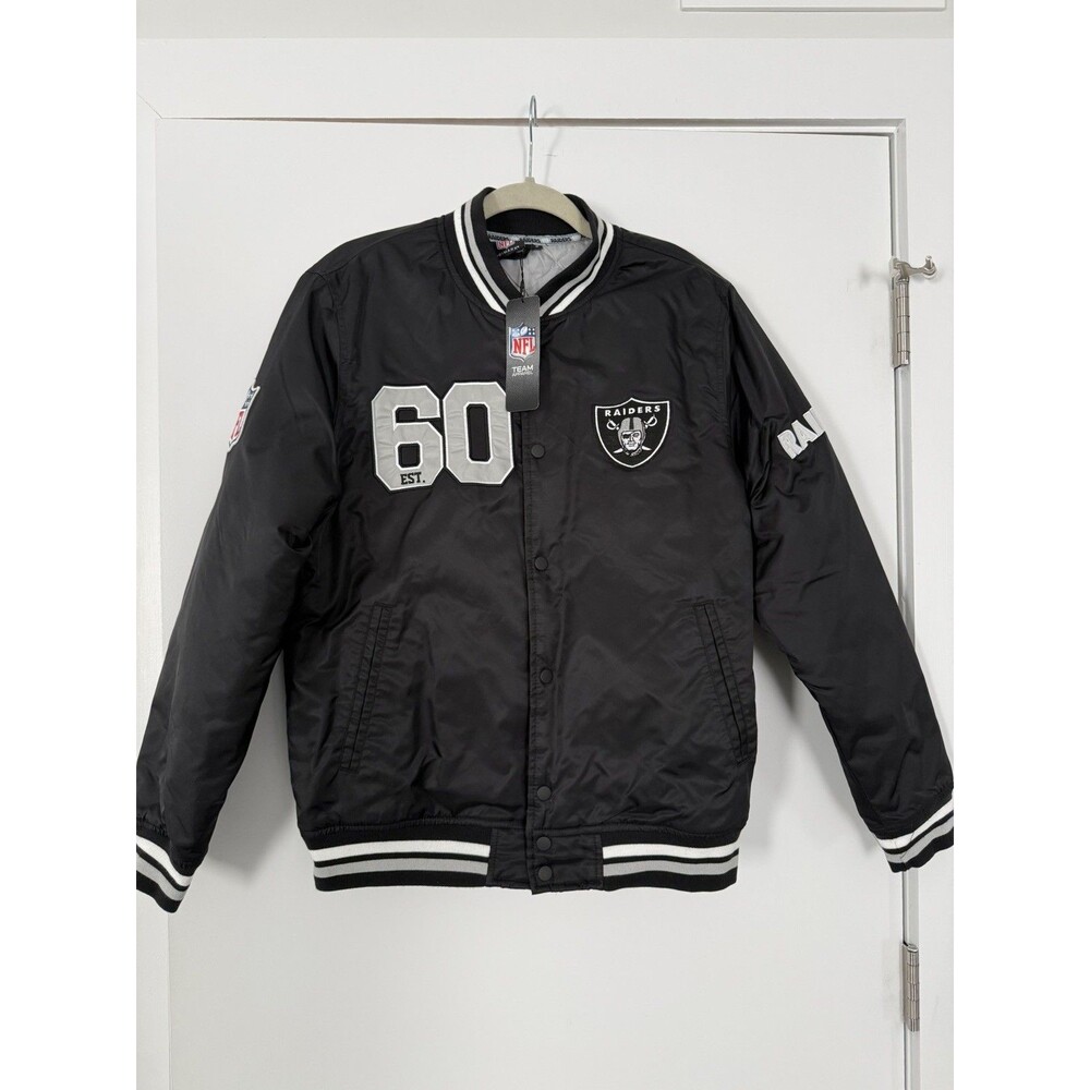 NFL Primark Raiders 60 Football Satin Varsity Jacket Mens Medium NWT